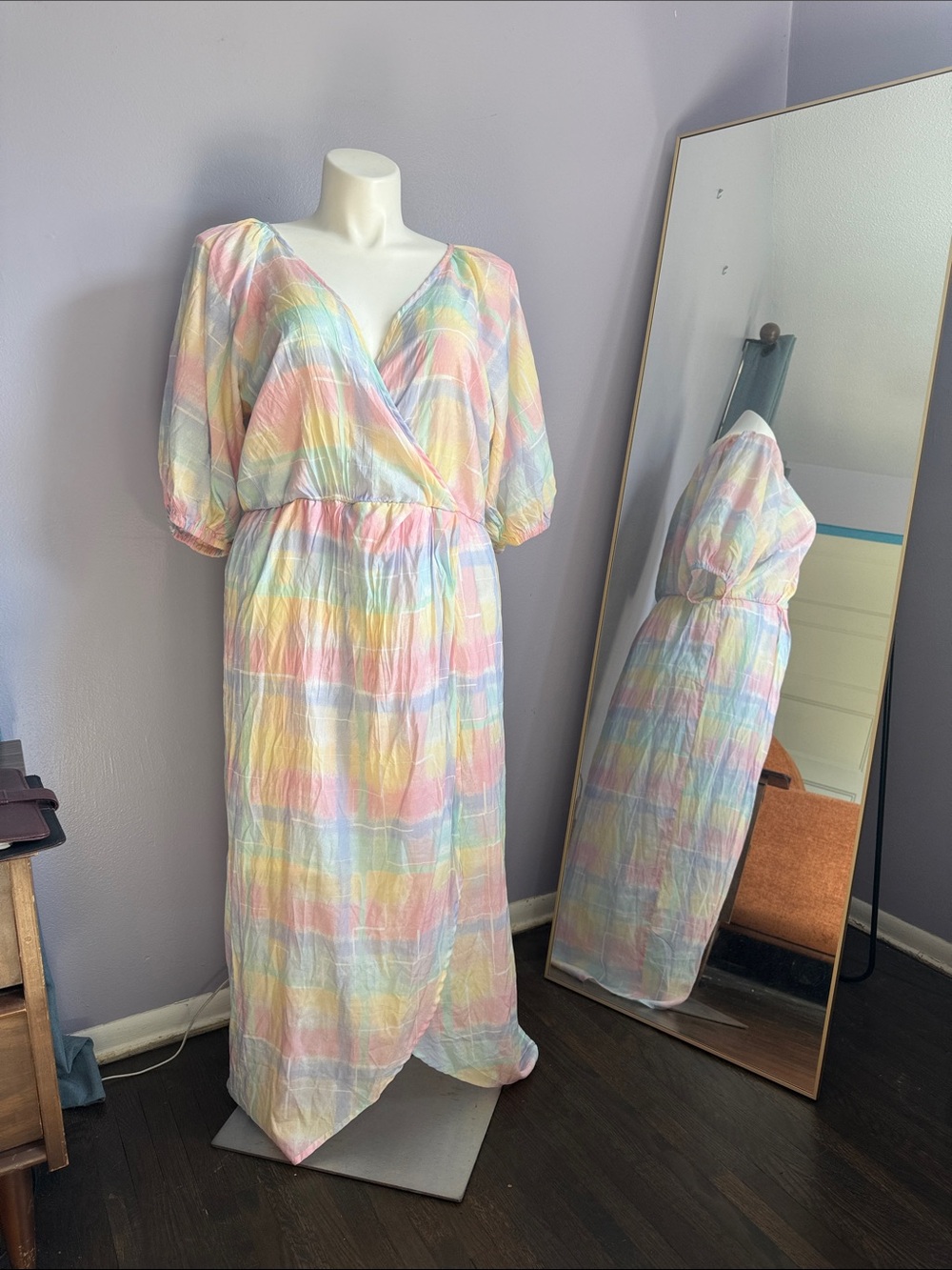 Eloquii Pastel Rainbow Wrap Maxi Dress